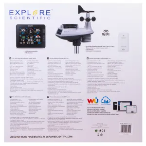 Метеостанция Explore Scientific «7 в 1» Wi-Fi, профессиональная, черная, изображение 6